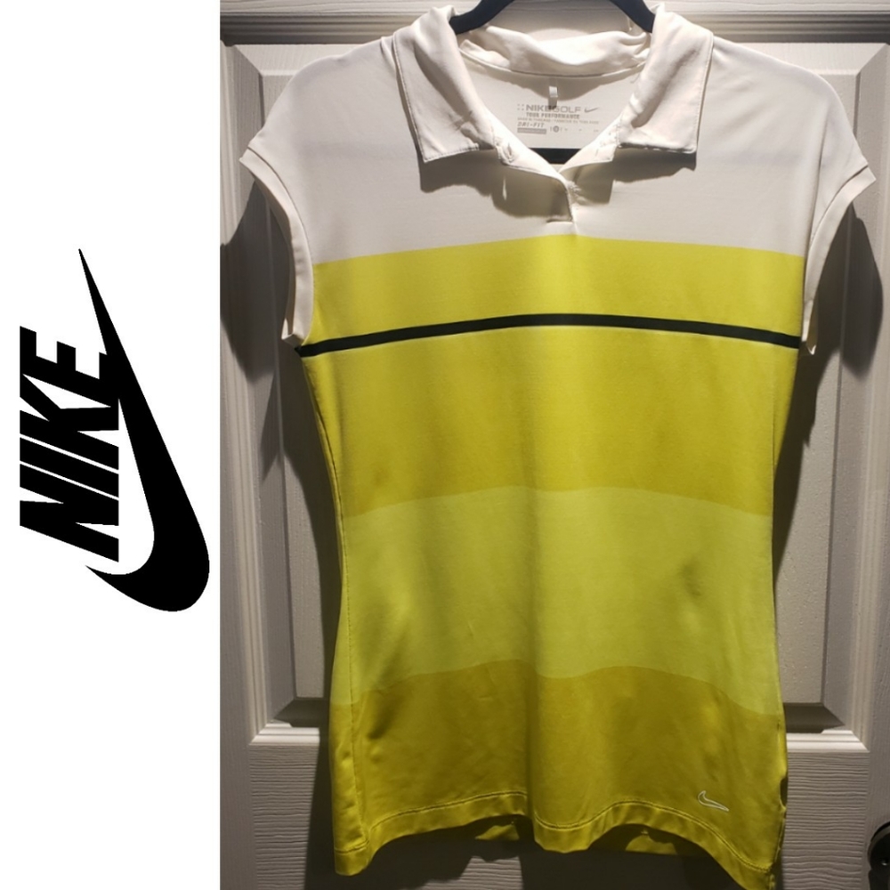 Nike Golf Yellow White Black Sleeveless Polo Shirt
